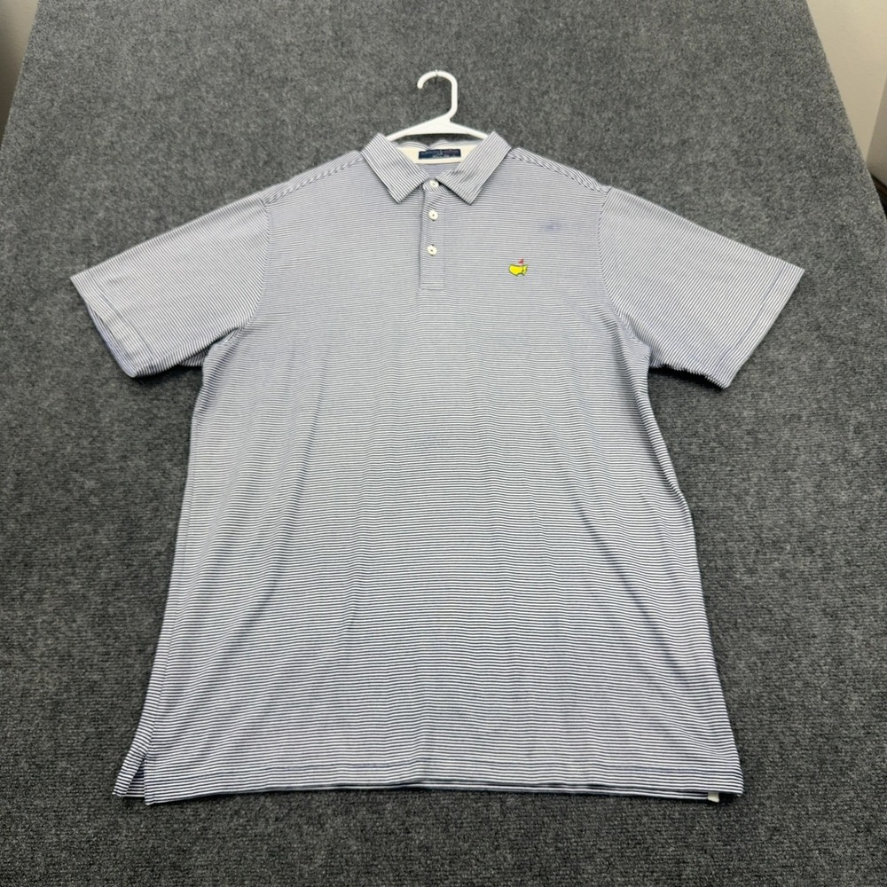 Masters Clubhouse Collection Polo XL Blue Cotton Blend Striped Golf Sporty